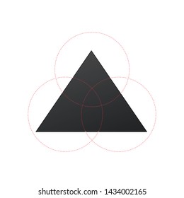 Business concept design with triangle and 3 circle segments. Infographic template can be used for presentation, web design, workflow or graphic layout, diagram, numbers options