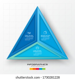 Business concept design with triangle and 3 options,Infographic template can be used for presentation,Vector illustration.