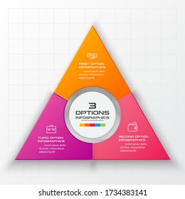 Business concept design with triangle and 3 options,Infographic template can be used for presentation,Vector illustration.