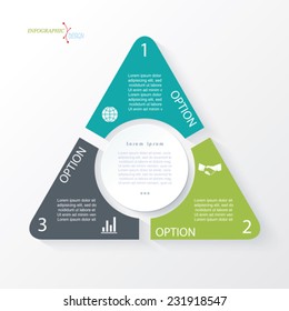 Business Concept Design With Triangle And 3 Segments. Infographic Template Can Be Used For Presentation, Web Design, Workflow Or Graphic Layout, Diagram, Numbers Options