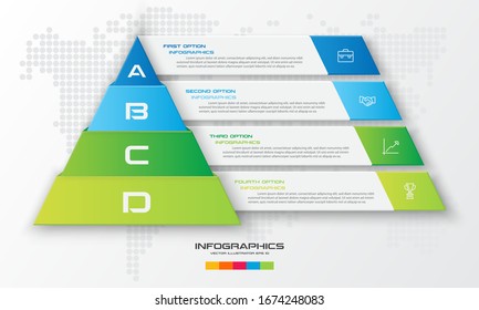 Business Concept Design mit Dreieck und 4 Optionen,Infografik-Vorlage kann für Präsentation,Vektorillustration Illustration verwendet werden.