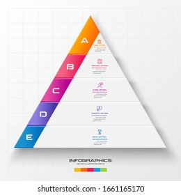 Business Concept Design mit Dreieck und 5 Optionen,Infografik-Vorlage kann für Präsentation,Vektorillustration Illustration verwendet werden.