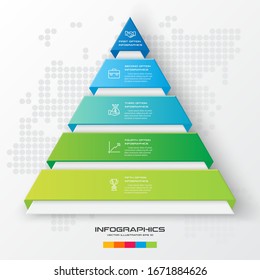 Business Concept Design With Triangle And 5 Options,Infographic Template Can Be Used For Presentation,Vector Illustration.