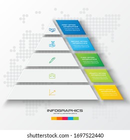 Business concept design with triangle and 5 options,Infographic template can be used for presentation,Vector illustration.