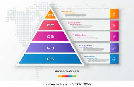 Business concept design with triangle and 5 options,Infographic template can be used for presentation,Vector illustration.
