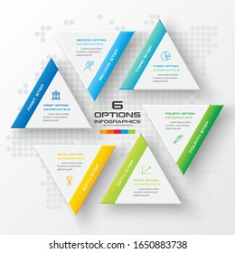 Diseño de concepto de negocio con triángulo y 6 opciones, se puede utilizar la plantilla de infografía para presentación,Ilustración vectorial.
