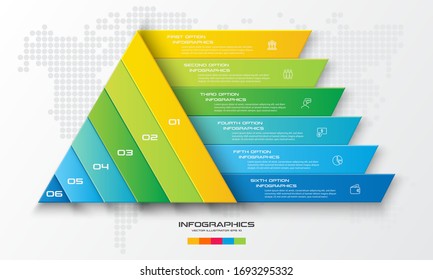 Diseño de concepto de negocio con triángulo y 6 opciones, se puede utilizar la plantilla de infografía para presentación,Ilustración vectorial.