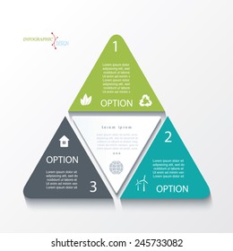 Business concept design with triangles.  Infographic template can be used for presentation, web design, workflow or graphic layout, diagram, numbers options