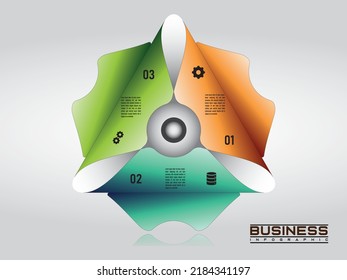 Business Concept Design Triangular With 3 Segments. Infographic Template Can Be Used For Web Design, Presentation, Workflow Or Graphic Layout, Diagram, Numbers Options