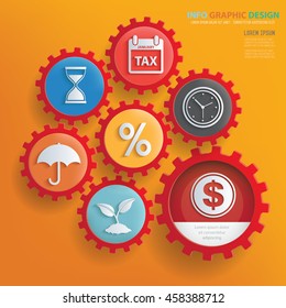 Business concept design,gear info graphic on clean background,vector