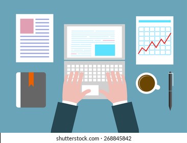 business concept a desktop at office flat style