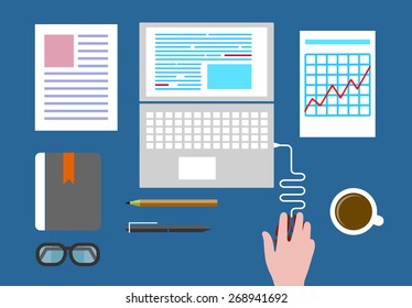 business concept a desktop at office flat style