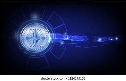 Business concept of Digital cryptocurrency Ethereum futuristic digital money and technology worldwide network. Abstract blue background technology. vector,illustration