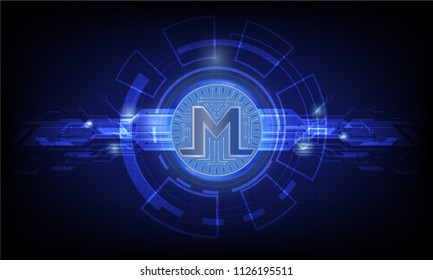 Business concept of Digital cryptocurrency Monero futuristic digital money and technology worldwide network. Abstract blue background technology. vector, illustration