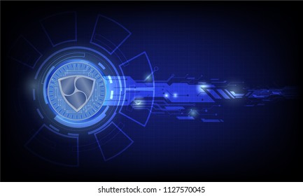 Business concept of Digital cryptocurrency NEM futuristic digital money and technology worldwide network. Abstract blue background technology. vector,illustration