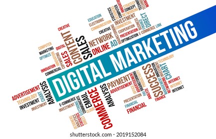 Business Concept, Digital Marketing Word Cloud Vector Template