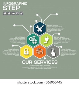 Business concept with Electric services logo template 6 part, option.