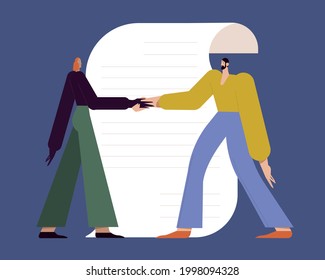 Business concept. Entrepreneurs making deal. Concept of agreement conclusion, business partnership, documentary coherence. People signing paper contract.