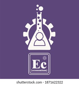 Business concept. Fictional economium chemical element. Business chemistry