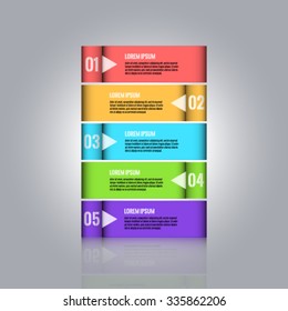 Business concept with five banners for options, parts or steps. Infographic design elements set. Can be used for web design, business prersentation etc. Stock vector.