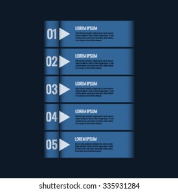 Business concept with five banners for options, parts or steps. Infographic design elements set. Can be used for web design, business prersentation etc. Stock vector.