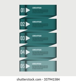 Business concept with five banners for options, parts or steps. Infographic design elements set. Can be used for web design, business presentation etc. Stock vector.