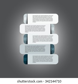 Business concept with five banners for options, parts or steps. Infographic design elements set. Can be used for web design, business prersentation etc. Stock vector.