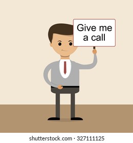 Business concept in flat design. Give me a call. Vector illustration