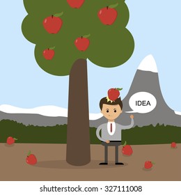 Business concept in flat design. As ideas come, Newton's method. Vector illustration