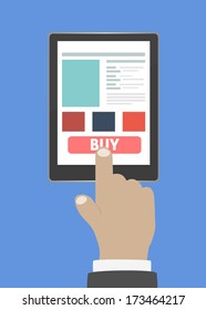 Business concept of flat design smartphone with hand