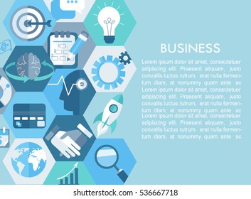 Business concept  with flat icons, vector illustration. 