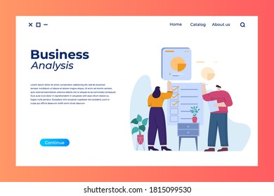 business concept flat illustration with landing page