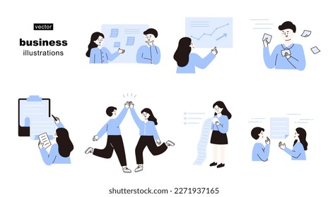 Business concept flat illustration set.