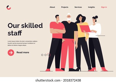 Business concept flat style outline vector illustration on the subject of teamwork, collaboration, coworking. Editable stroke.