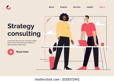 Business concept flat style outline vector illustration on the subject of meeting, discussing, consulting. Editable stroke.