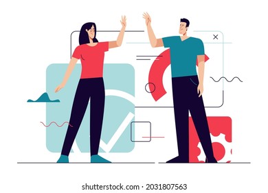 Business concept flat style outline vector illustration on the subject of web design, software development, communication. Editable stroke.