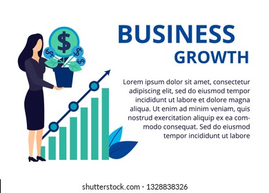 Business concept in flat style.Successful leader with diagram of success business. People working hard for better future. Illustration for web banners and brochures.
