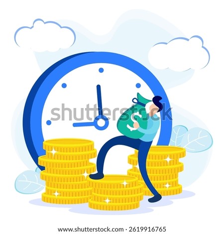 Business concept flat vector illustration. People characters with business activities, income, revenue and expenses in business activities.