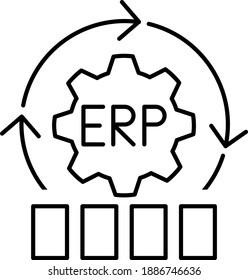 Business concept, gear and arrow  symbolising  ERP system ,vector icon.