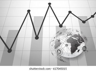 Business concept. Globe on background with diagram, Global network connection