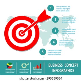 Business Concept, goal concept target isolated on white background, Infographics