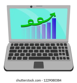 business concept, graphic, laptop, raising business graphic, pc, marketing computer , computer, isolated on white, stock vector illustration.