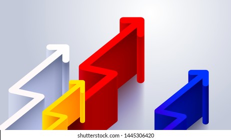 Business concept group of arrow icons grow up direction background
