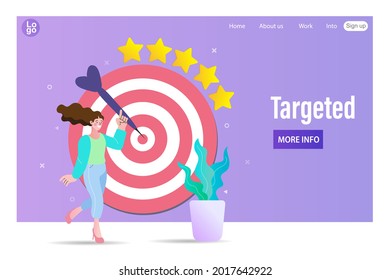 Business concept growth to success, Creative ideas, Reach the target. customer satisfaction and star rating. Vector illustration of a vote. young woman giving five stars.