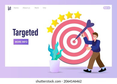 Business concept growth to success, Creative ideas, Reach the target. customer satisfaction and star rating. Vector illustration of a vote. young man giving five stars.