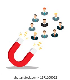 Business concept of hand hold magnet attract leads .Vector Illustration EPS10