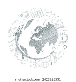 The business concept. Hand-drawn diagrams and graphs on the Board.Background. Doodle. Vector illustration modern design template.