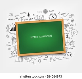 The business concept. Hand-drawn diagrams and graphs on the Board.Background. Doodle. Vector illustration modern design template.