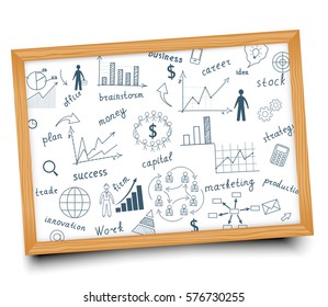 The business concept. Hand-drawn diagrams and graphs on the Board. Background. Doodle. Vector illustration modern design template.