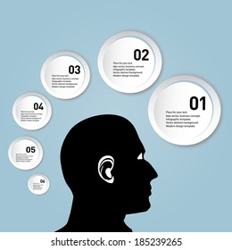 Business concept , head man vector ,thinking man,set of sample stickers for various options.
